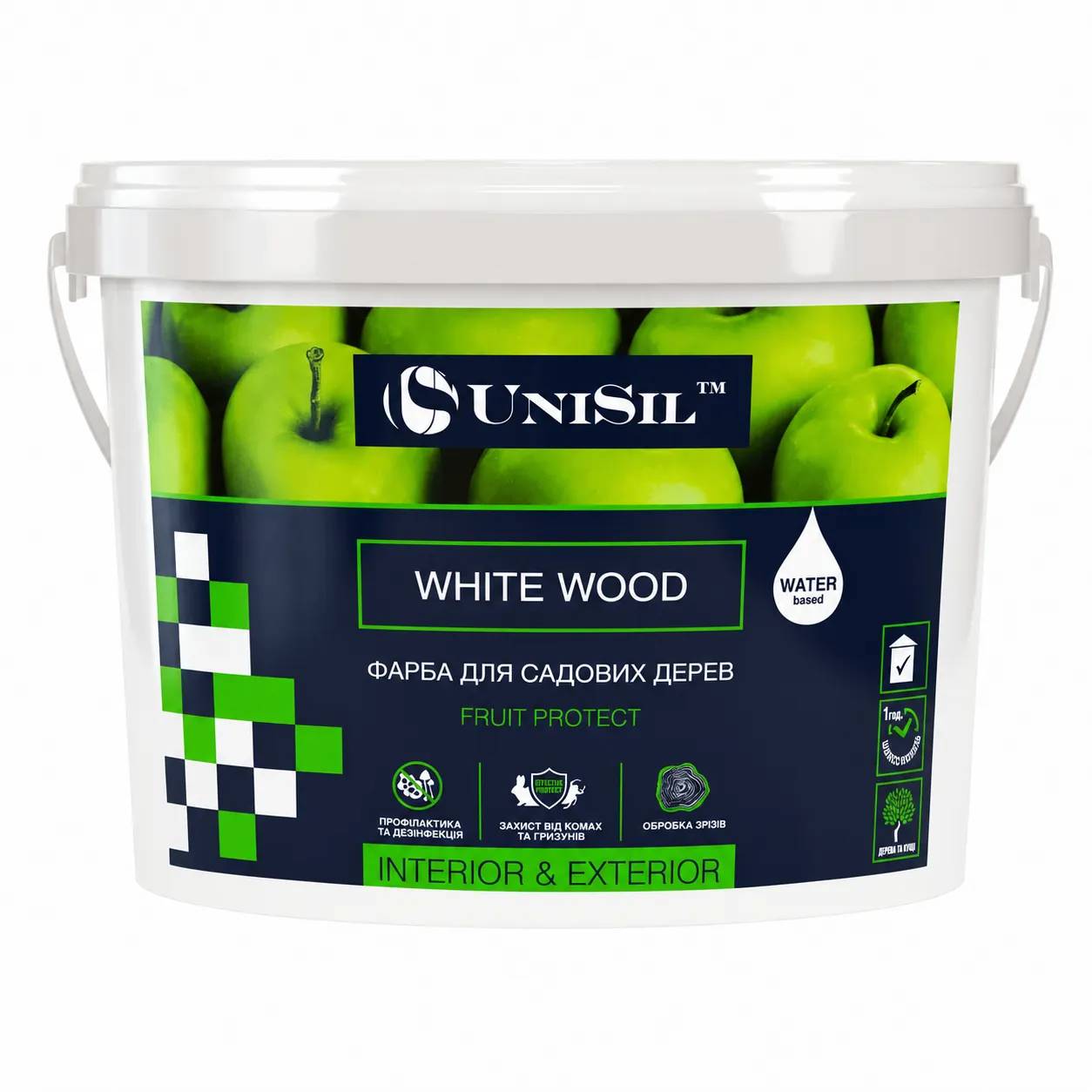 Краска садовая UniSil White Wood, белая, 3,5 кг - 415367
