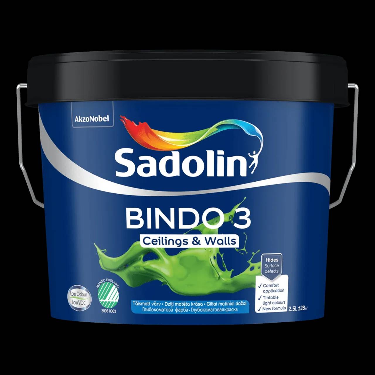 Краска для стен и потолков Sadolin Bindo 3, 2,5 л, белый - 416901