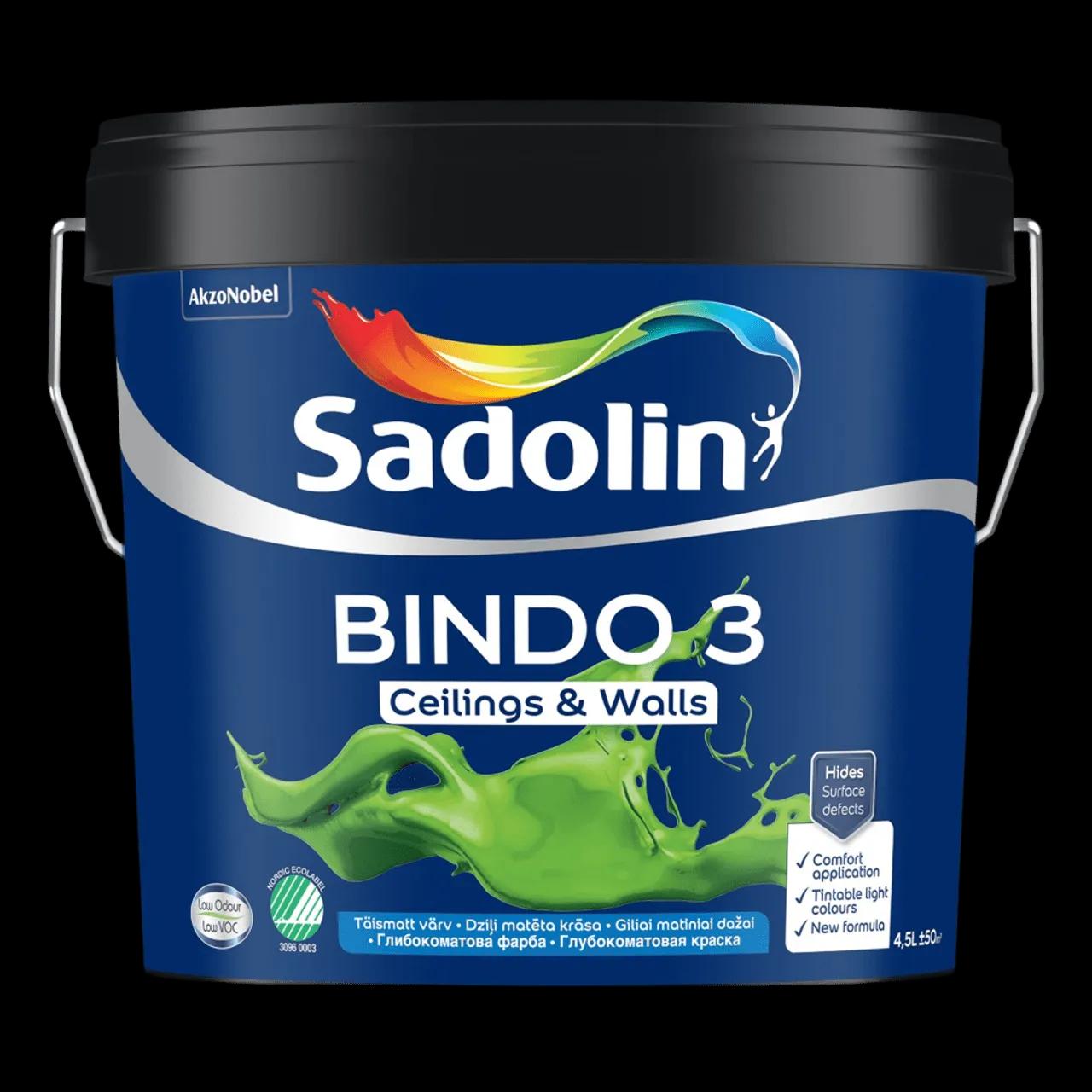 Фарба для стін та стель Sadolin Bindo 3, 4,5 л, білий - 416909