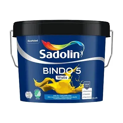 Краска эмульсионная для стен Sadolin Bindo 5, 2,5 л, белый, BW - 416952