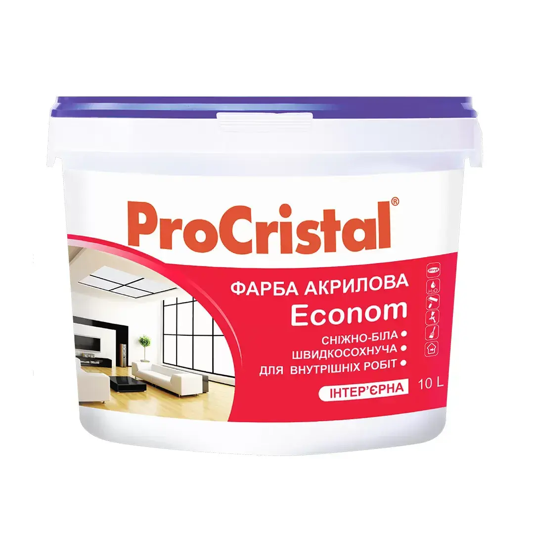 Фарба інтер'єрна "Супер Еко" ІРКОМ ІР-230 EcoCristal, 10 л, білий, матовий - 417030