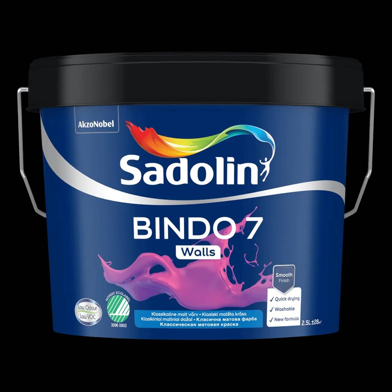 Фарба матова для стін та стель Sadolin Bindo 7, 2,33 л, колорування ВС - 417096