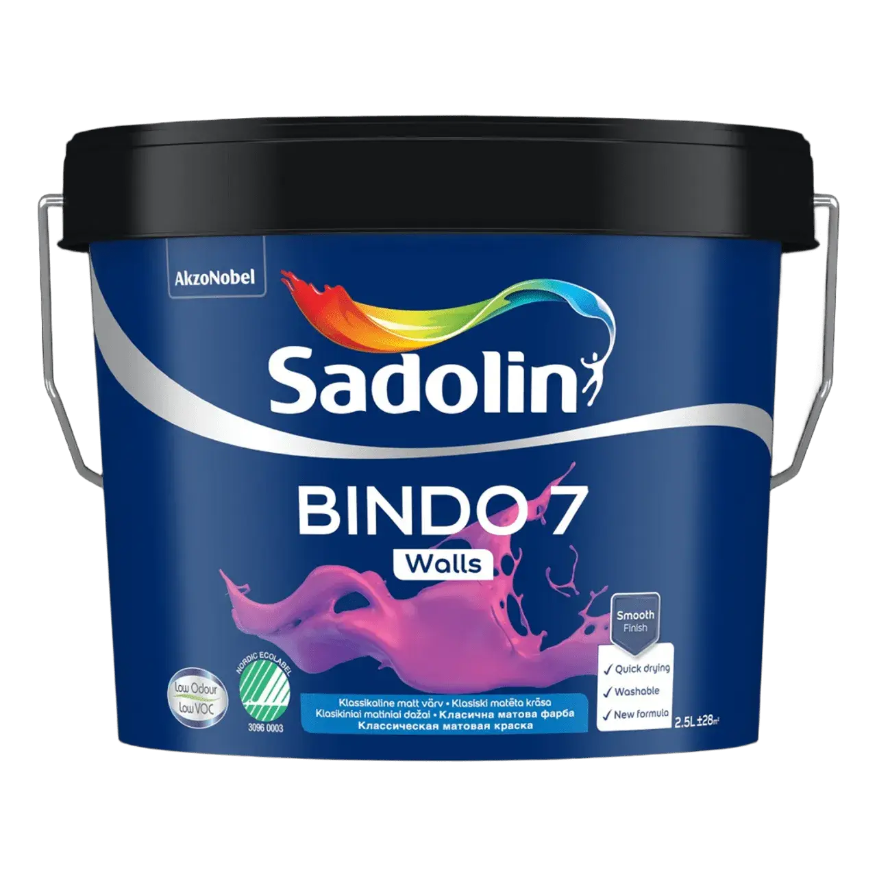 Фарба матова для стін та стель Sadolin Bindo 7, 2,5 л, білий - 417104