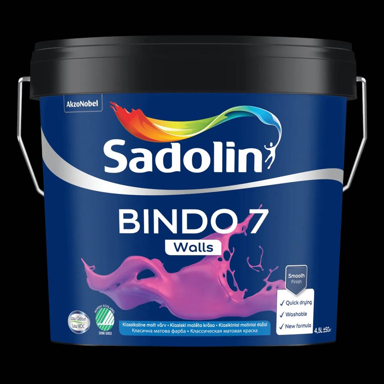 Краска матовая для стен и потолков Sadolin Bindo 7, 4,5 л, белый - 417112