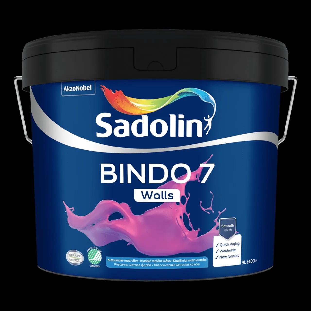 Фарба матова для стін та стель Sadolin Bindo 7, 9 л, білий - 417128