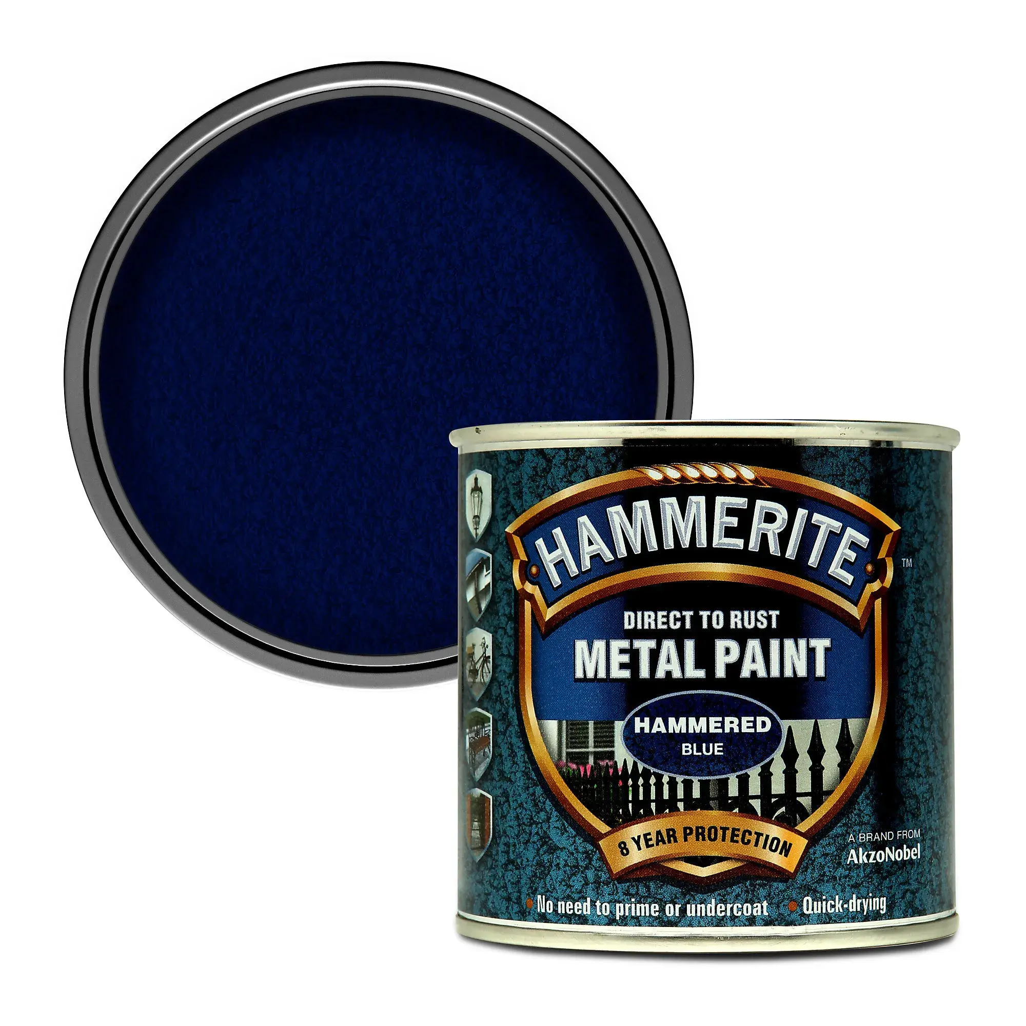 Фарба молоткова прямо по іржі Hammerite, 0,25 л, темно-синя, глянсовий - 417226