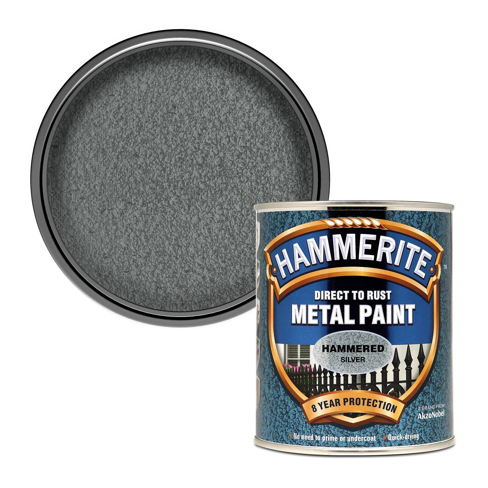 Фарба молоткова прямо по іржі Hammerite, 0,75 л, сріблясто-сіра, глянсовий - 417238