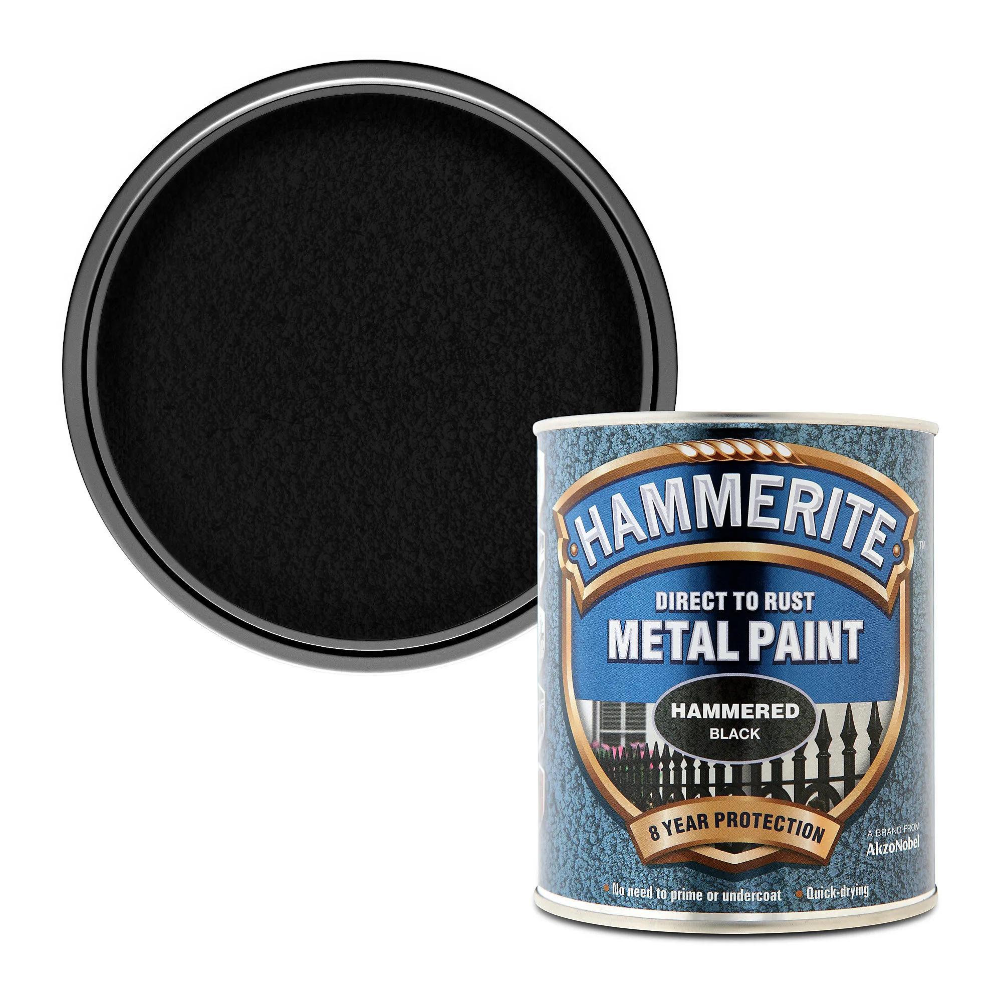 Фарба молоткова прямо по іржі Hammerite, 0,75 л, чорна, глянсовий - 417246