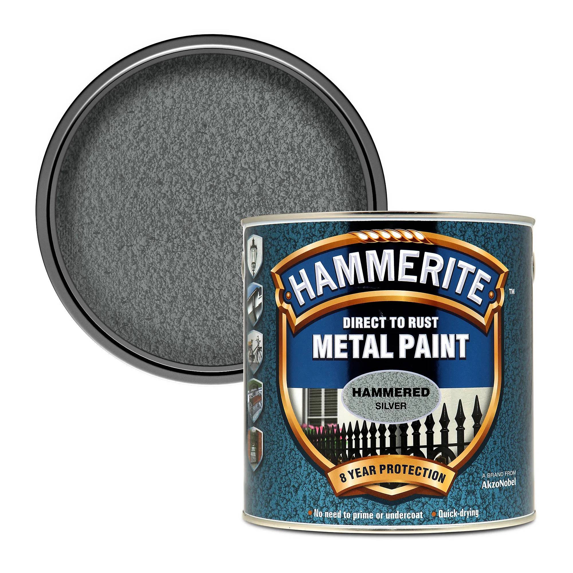 Фарба молоткова прямо по іржі Hammerite, 2,5 л, сріблясто-сіра, глянсовий - 417254