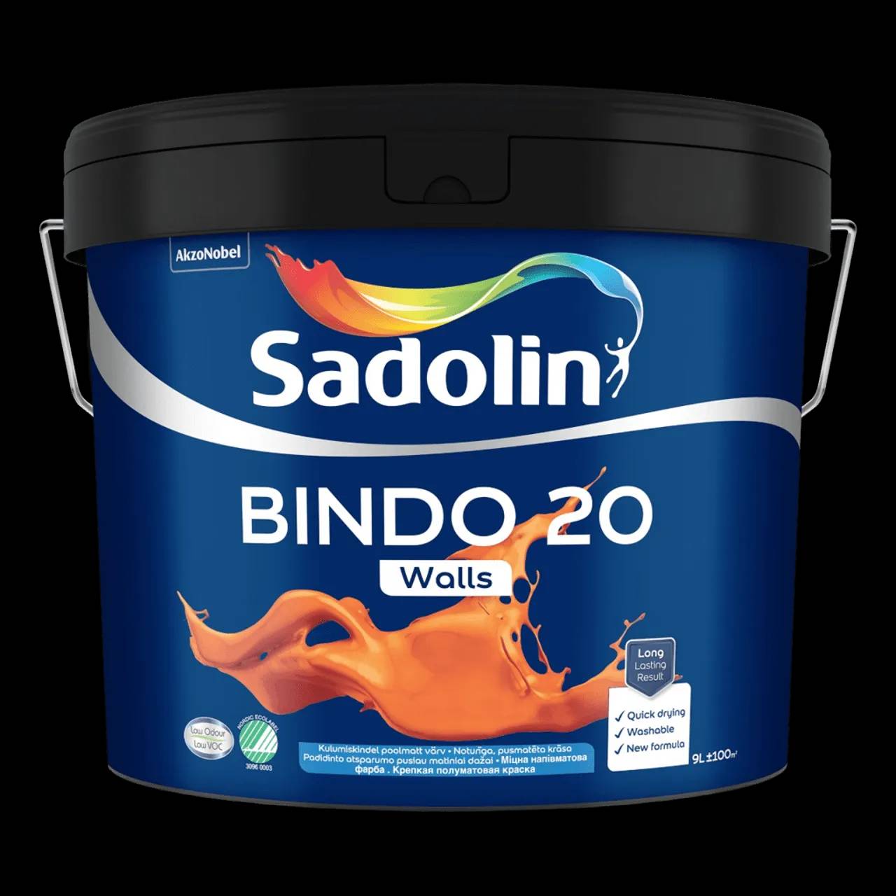 Фарба напівматова для стін та стель Sadolin Bindo 20, 9 л, білий - 417397