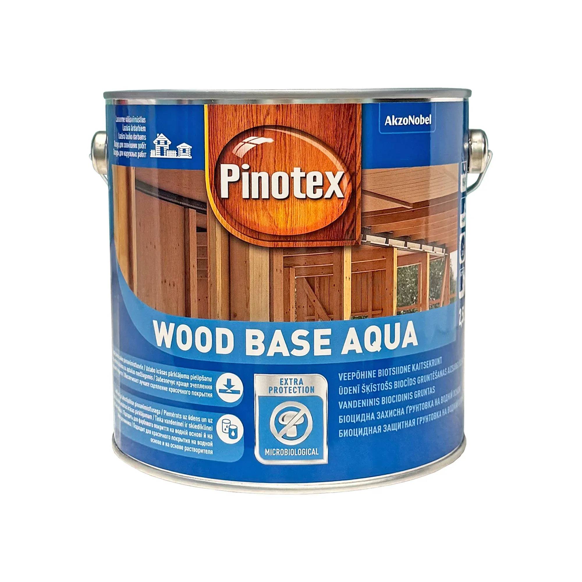 Ґрунтовка для дерева Pinotex Wood Base Aqua біоцидна, 2,5 л , безбарвна - 417951
