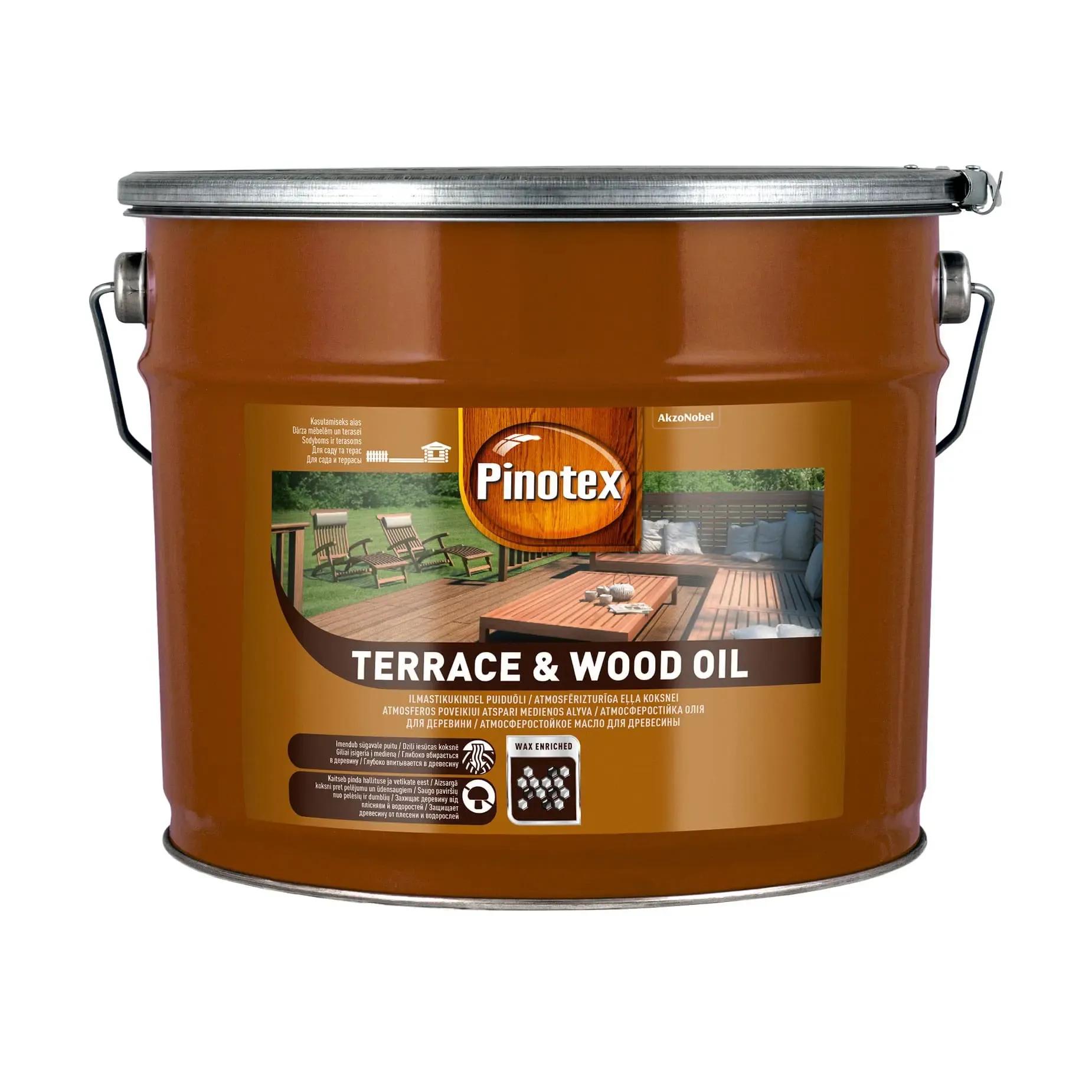 Олія для захисту терас і садових меблів Pinotex Wood&Terrace Oil, 10 л, безбарвний, матовий - 418456