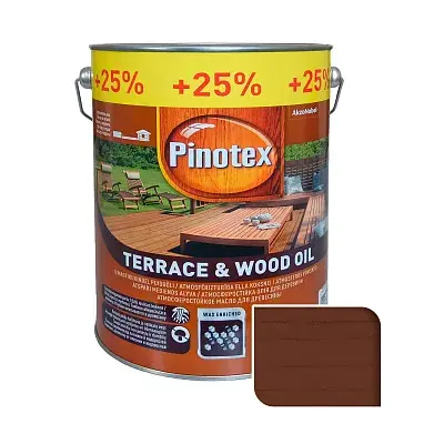 Масло для защиты террас и садовой мебели Pinotex Wood&Terrace Oil, 5 л, орех, матовый - 418483
