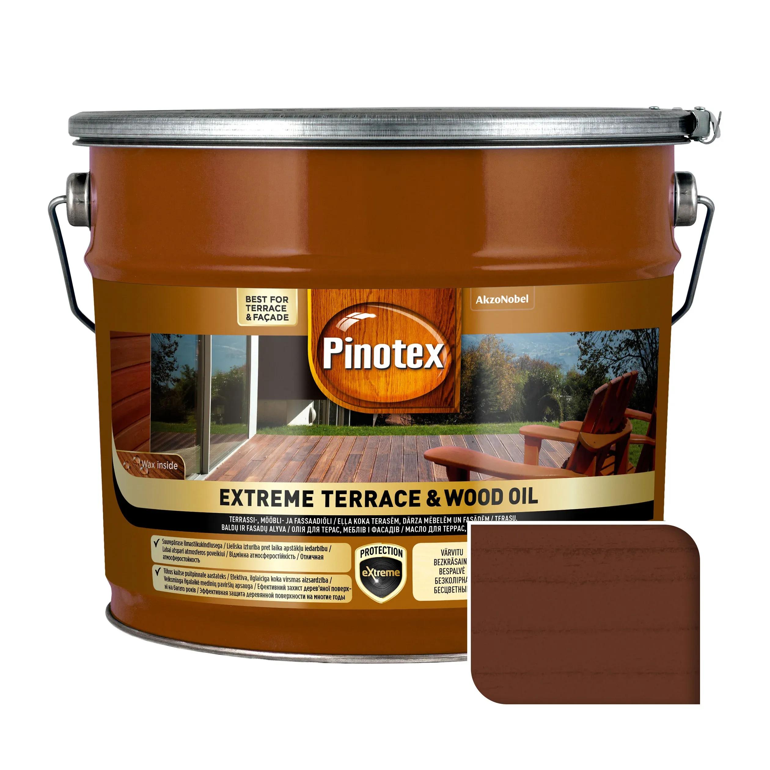 Масло для обработки дерева Pinotex Extreme Terrace & Wood Oil атмосферостойкое, 10 л, тик - 418507