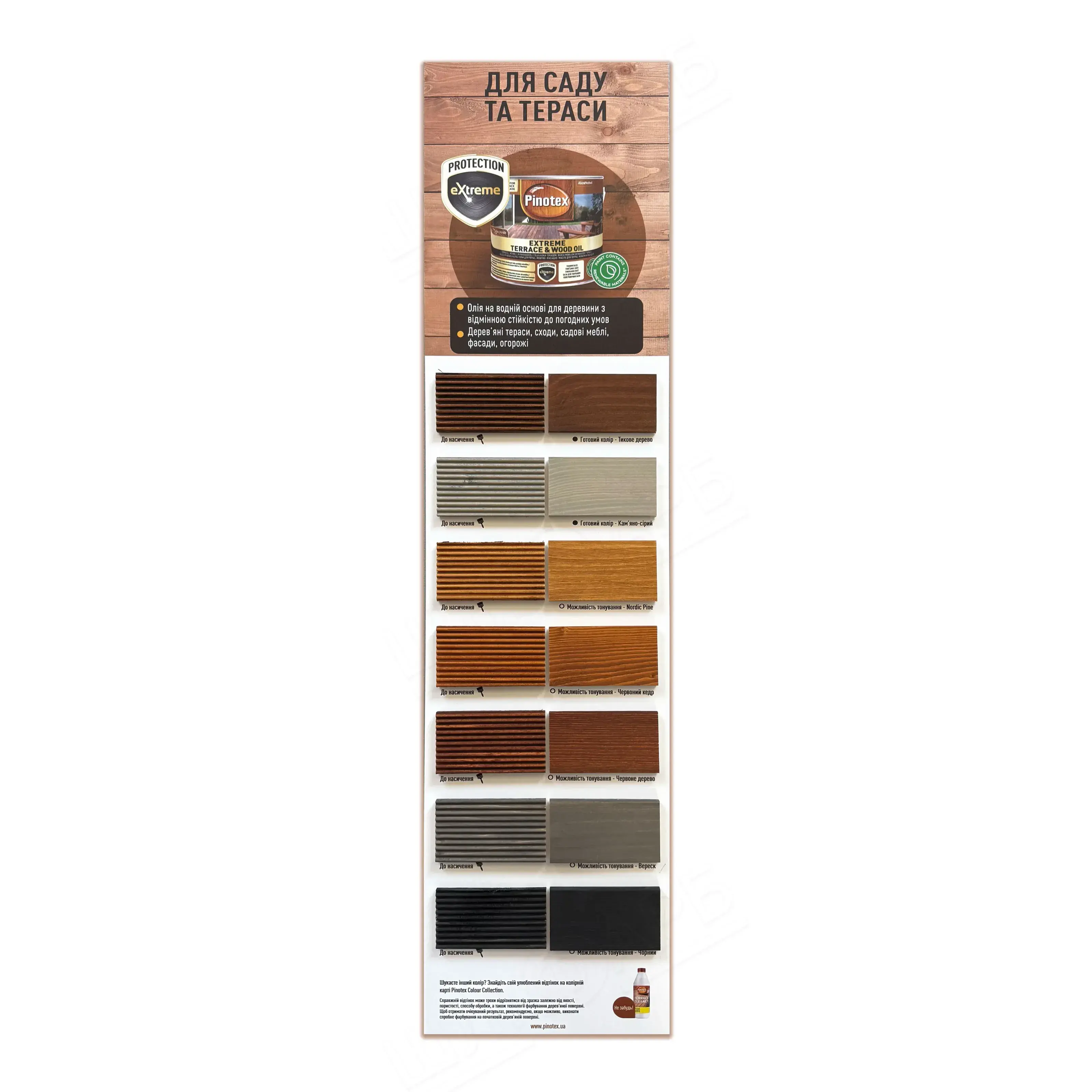 Масло для обработки дерева Pinotex Extreme Terrace & Wood Oil атмосферостойкое, 2,5 л, тик - 418514