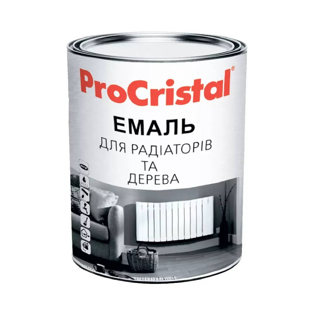 Емаль акрилова ProCristal Емаль IР-116, 0,8 л, біла, матова, база А - 419669