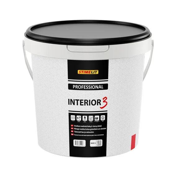 Краска полностью матовая краска для стен и потолков Stimelit INTERIOR 3, BASE A Белый 4,5 л - 419841