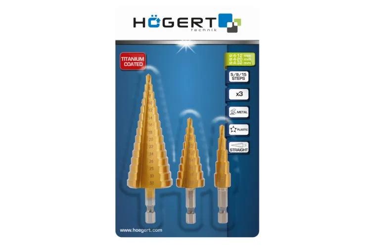 Набір свердел ступінчастих, 4-32, HT6D325 уп 3 шт Hoegert - 420236