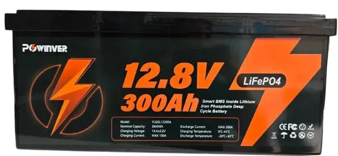 Акумулятор LiFePO4 12.8V 300Ah (3840Wh) Powinver для інвертора та ДБЖ - 420915