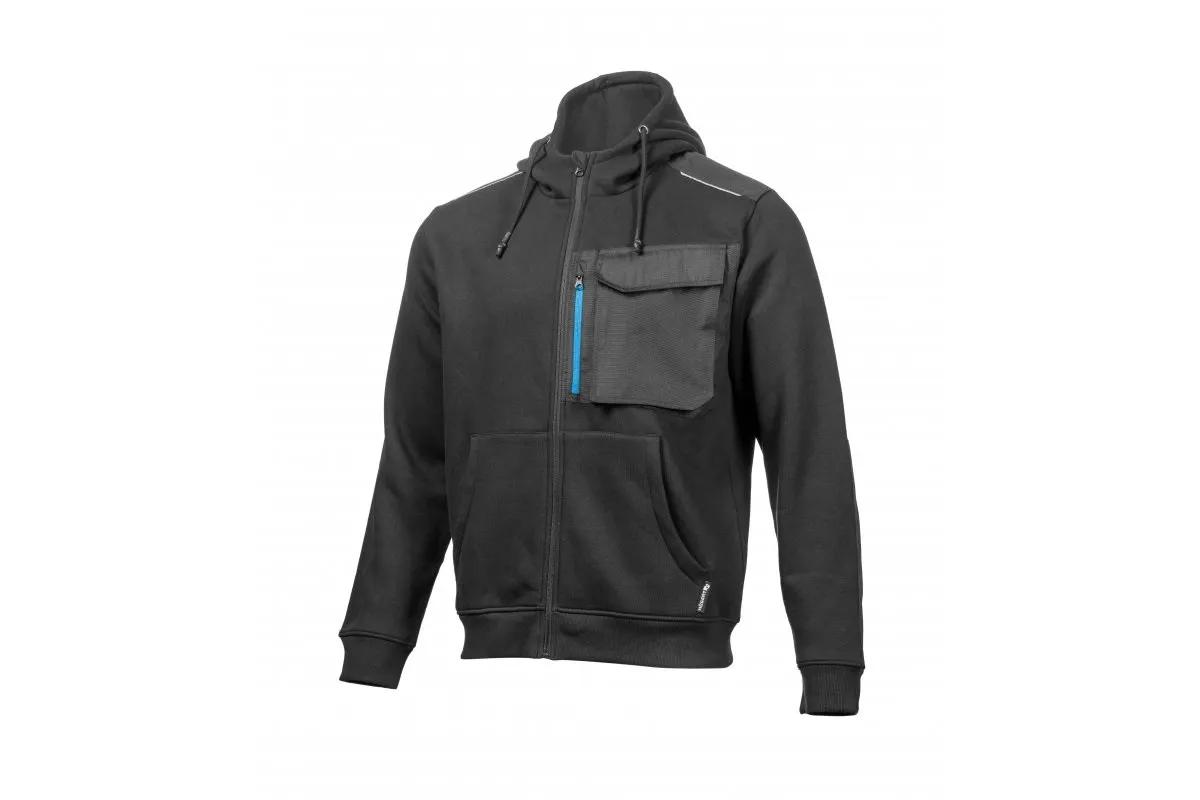 Кофта робоча Hoegert THEO HT5K903-S з капюшоном 65% бавовна, 35% поліестер чорна, S (48) - 421637