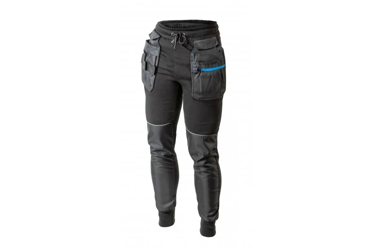Брюки спортивные, рабочие Hoegert TREBEL HT5K902-2XL с карманами 65% хлопок, 35% полиэстер черные, 2XL (56) - 421947
