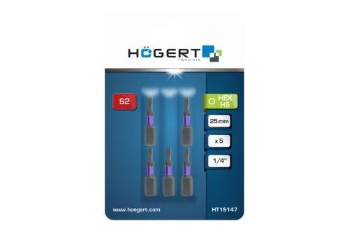 Біта ударна, HEX5, 25, HT1S147 уп 5 шт Hoegert - 425944