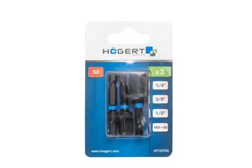 Набор ударных адаптеров для торцевых головок 1, 4", HT1S704 уп 3 шт Hoegert - 426266