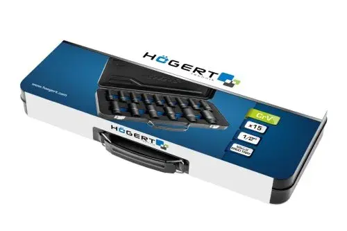 Набір головок ударних подовжених 1/2", CrMo, HT4R049 уп 15 шт Hoegert - 426416