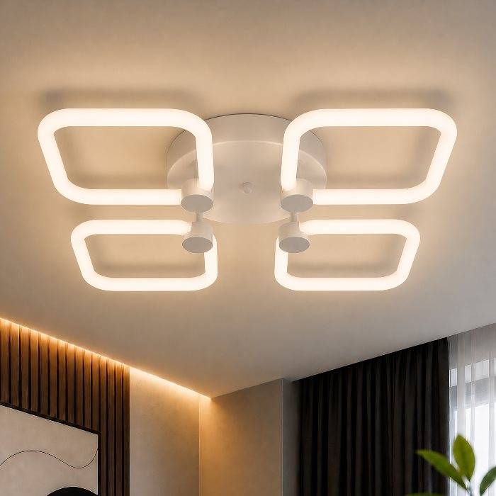 Потолочная LED-люстра VALESO G 2589/4 WT, 56 Вт, 3000K–6500K, пульт 2.4G с регулировкой яркости. - 432327