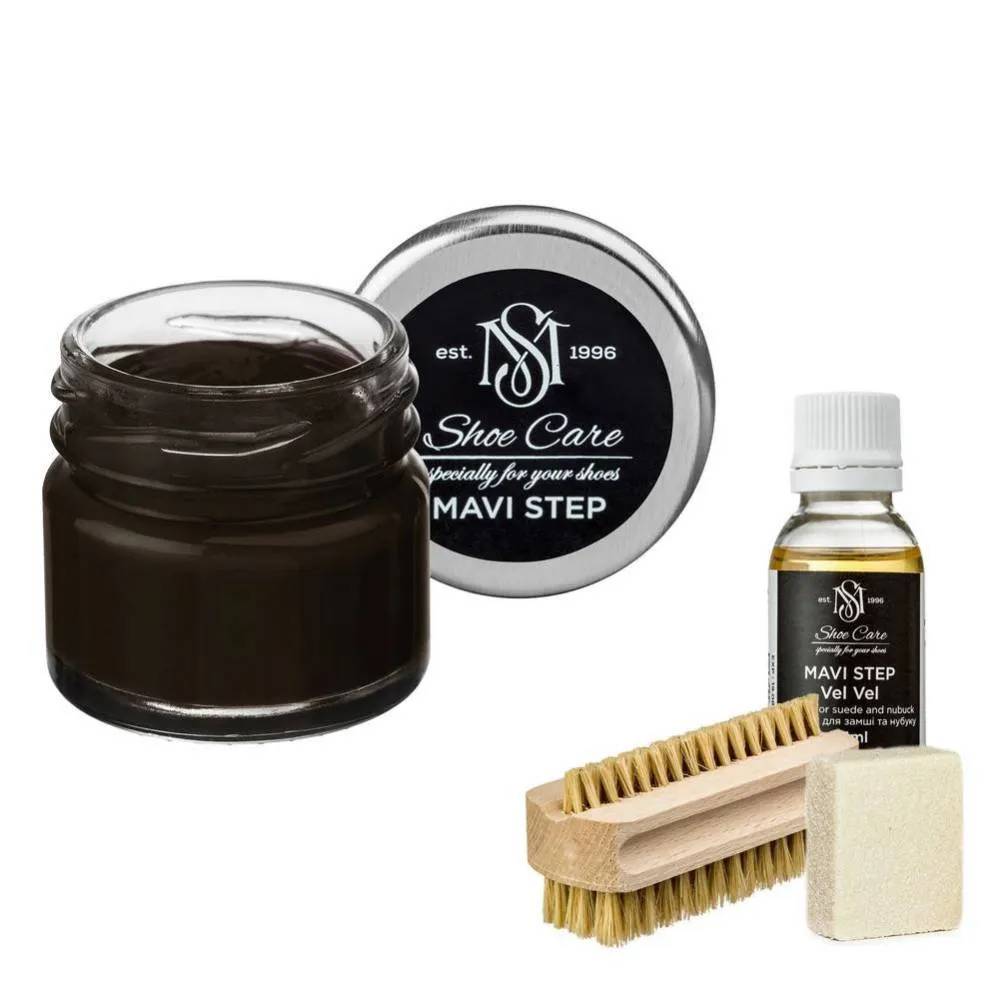Набор для ухода за обувью из замши и нубука MAVI STEP Aurora Kit 105 темный оливково-коричневый (AURORA/105) - 469095