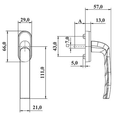 Ручка оконная Astex для металлопластикового окна WH 001 графит (РАЛ 7024) - 492878