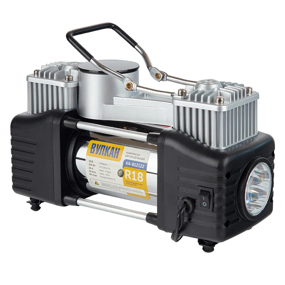 Компресор автомобільний VITOL Вулкан KA-B12122 12В 25А 150 psi 90 л/хв, 2 поршні, шланг 7,5 м з дефлятором, ліхтар, арт. KA-B12122 - 493793