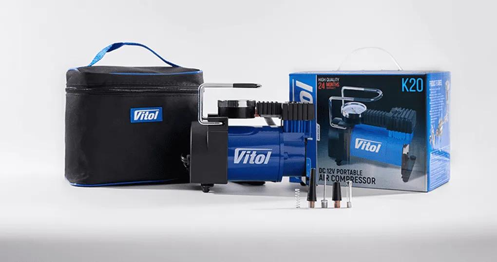Компресор автомобільний VITOL K-20 12В 12А 100 psi 35 л/хв, живлення від прикурювача, арт. K-20 - 493845