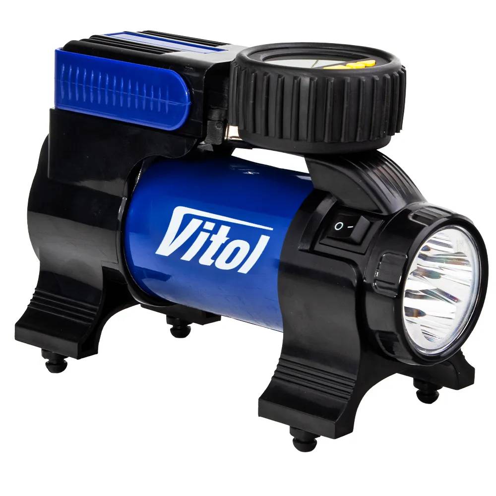 Компресор автомобільний VITOL K-22 12В 14А 100 psi 37 л/хв, цифровий манометр, автостоп, ліхтар, арт. K-22 - 493849