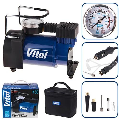 Компресор автомобільний VITOL K-30 12В 14А 150 psi 37 л/хв, живлення від прикурювача, арт. K-30 - 493869