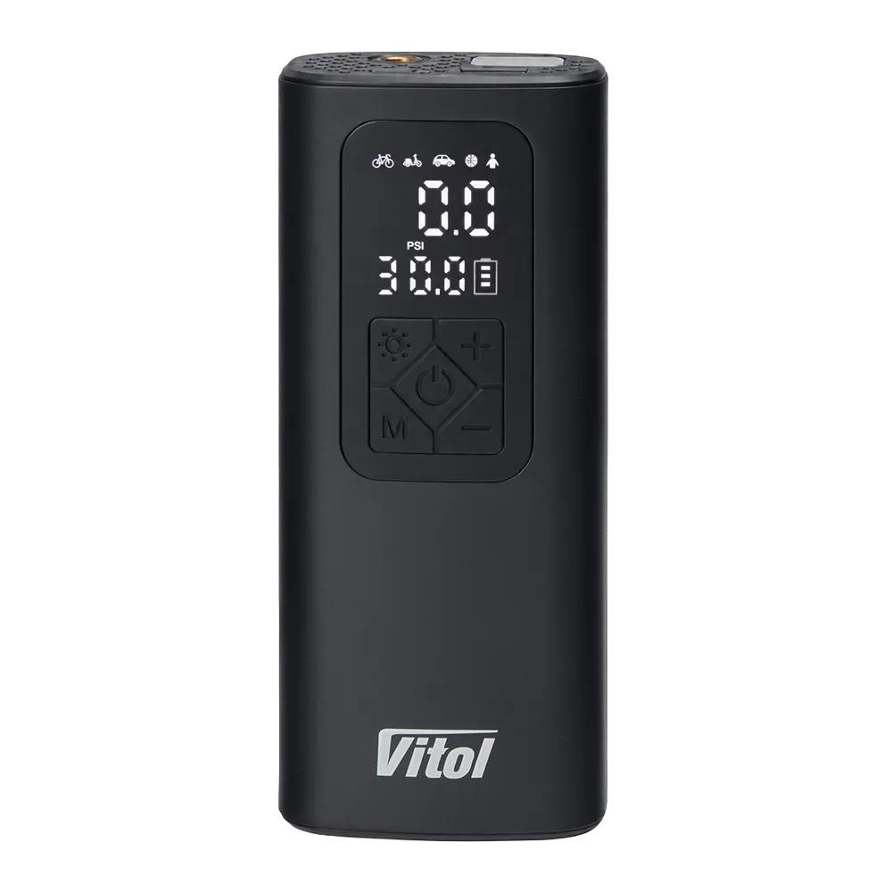 Компресор акумуляторний VITOL K-37 3 в 1, 7,4В 4000 мАг 14,8 Втг, 20 л/хв, цифровий манометр з автостопом, павербанк, ліхтар, арт. K-37 - 493875