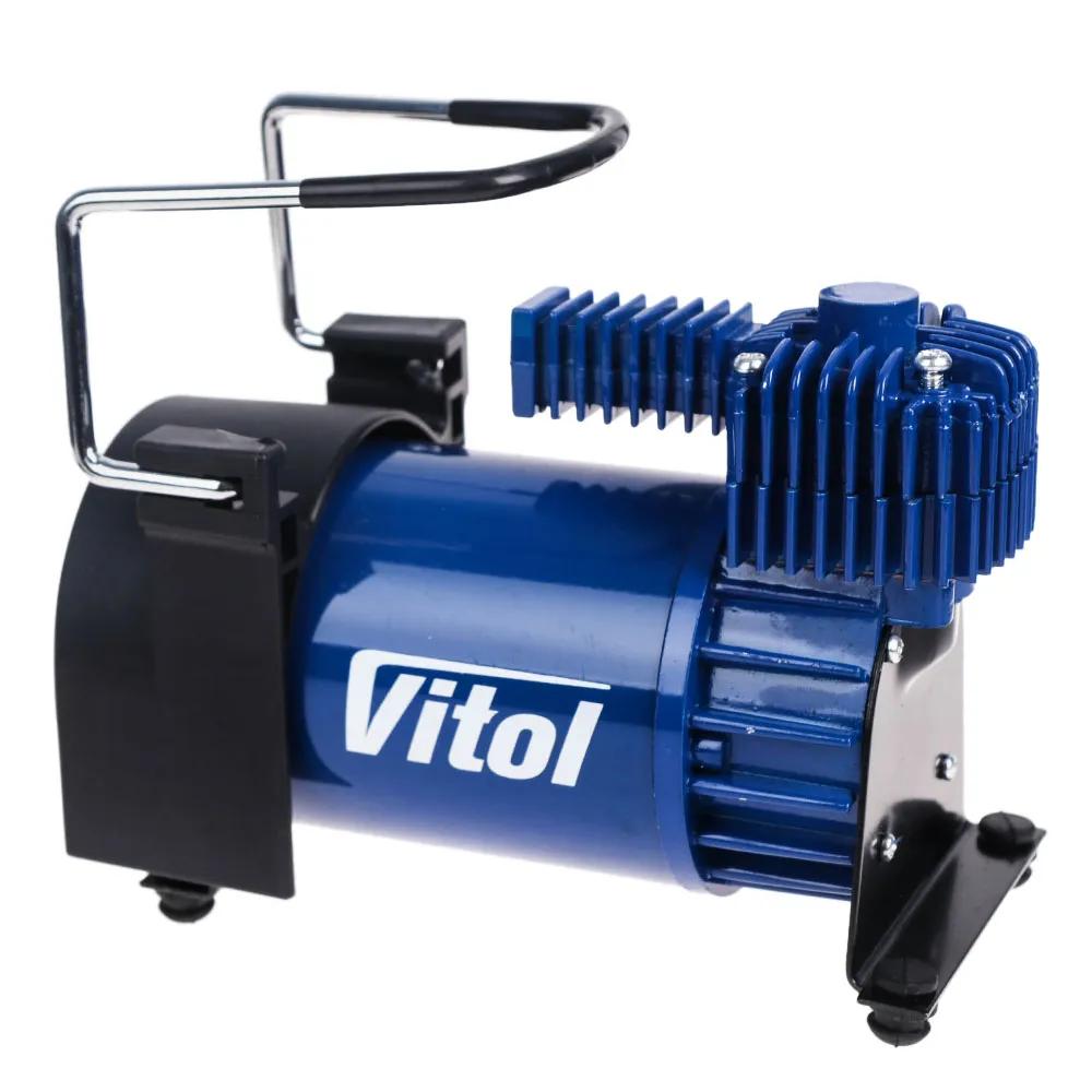 Компресор автомобільний VITOL K-55 12В 23А 150 psi 50 л/хв, клеми АКБ, шланг 5 м з дефлятором, арт. K-55 - 493929