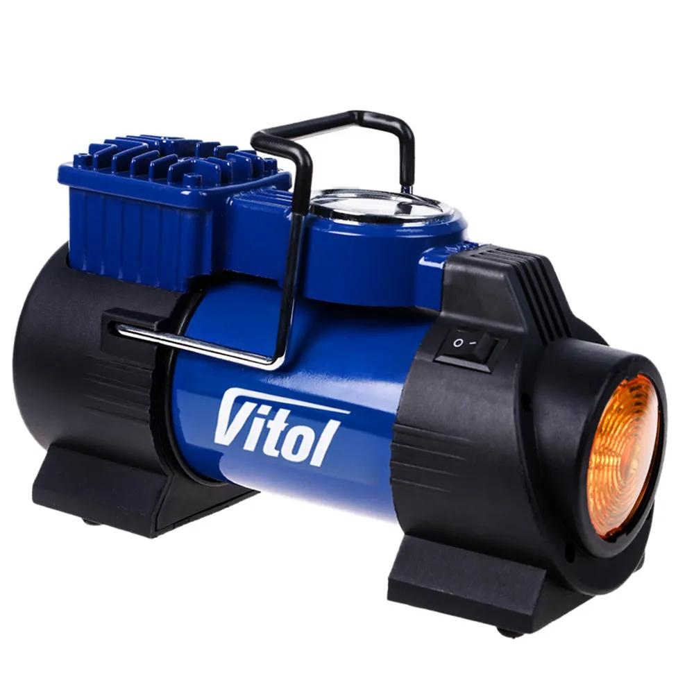 Компресор автомобільний VITOL K-60 12В 15А 150 psi 40 л/хв, вбудований ліхтар, живлення від прикурювача, арт. K-60 - 493945