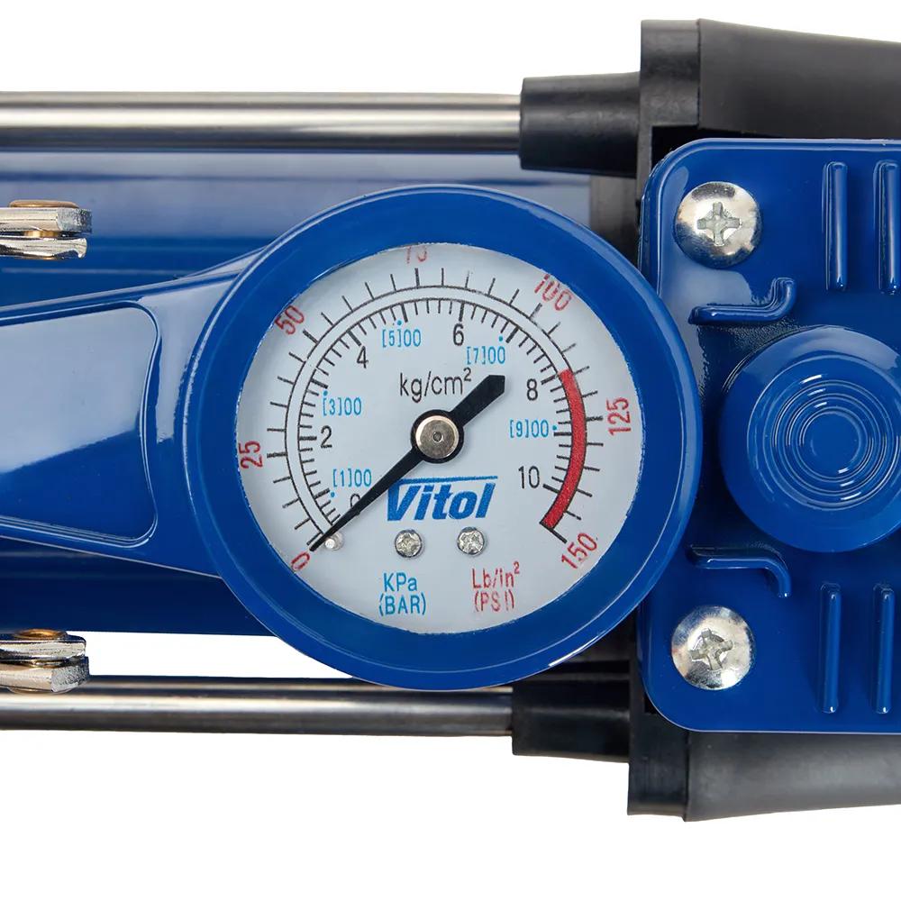 Компресор автомобільний VITOL K-74 12В 15А 150 psi 85 л/хв, 2 циліндри, шланг 3,0 м, прикурювач + перехідник на клеми, арт. K-74 - 493988