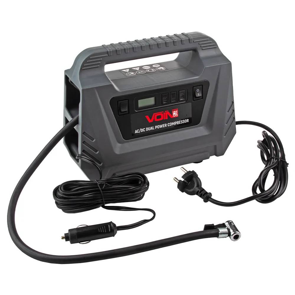 Компресор автомобільний VOIN VC-220 AC 220В / DC 12В, 10А 116 psi 25 л/хв, цифровий манометр, автостоп, арт. VC-220 AC /DC - 493997