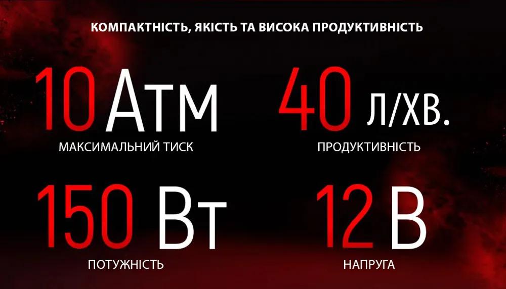 Компресор автомобільний VOIN VL-430 12В 14А 150 psi 40 л/хв, прикурювач + перехідник на клеми, арт. VL-430 - 494008