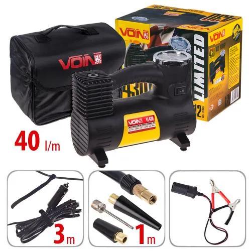 Компресор автомобільний VOIN VL-430 12В 14А 150 psi 40 л/хв, прикурювач + перехідник на клеми, арт. VL-430 - 494018