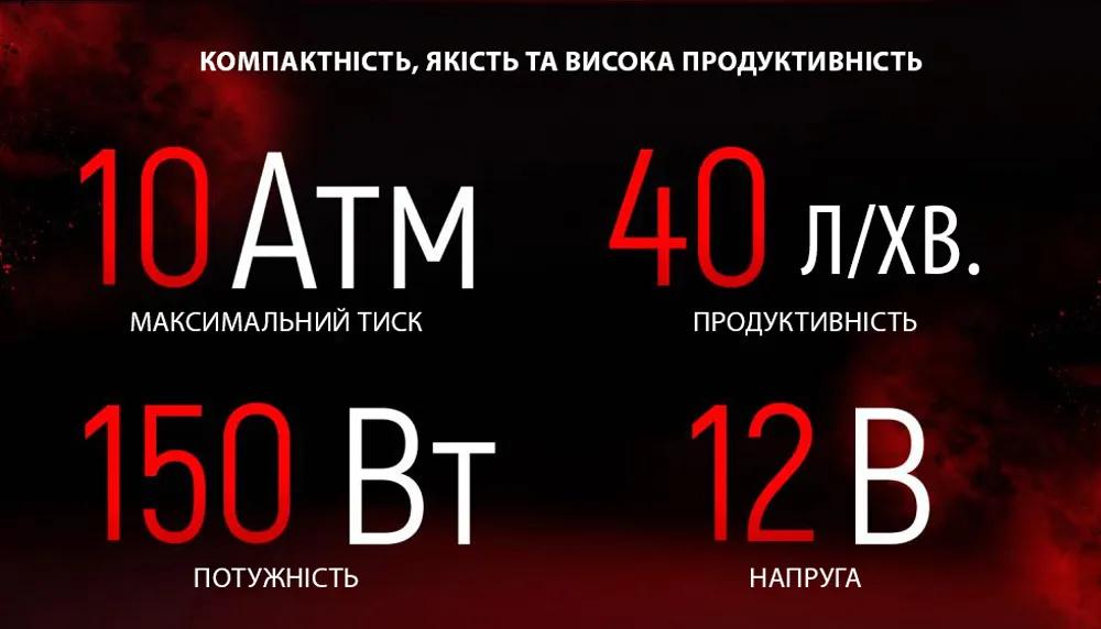 Компресор автомобільний VOIN VL-550 12В 15А 150 psi 40 л/хв, дефлятор, ліхтар, прикурювач + перехідник на клеми, арт. VL-550 - 494029