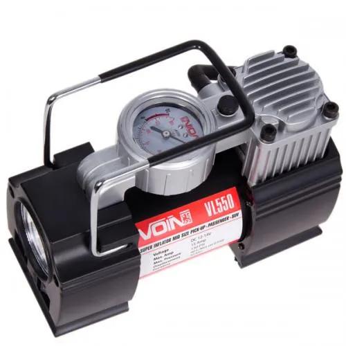 Компресор автомобільний VOIN VL-550 12В 15А 150 psi 40 л/хв, дефлятор, ліхтар, прикурювач + перехідник на клеми, арт. VL-550 - 494035