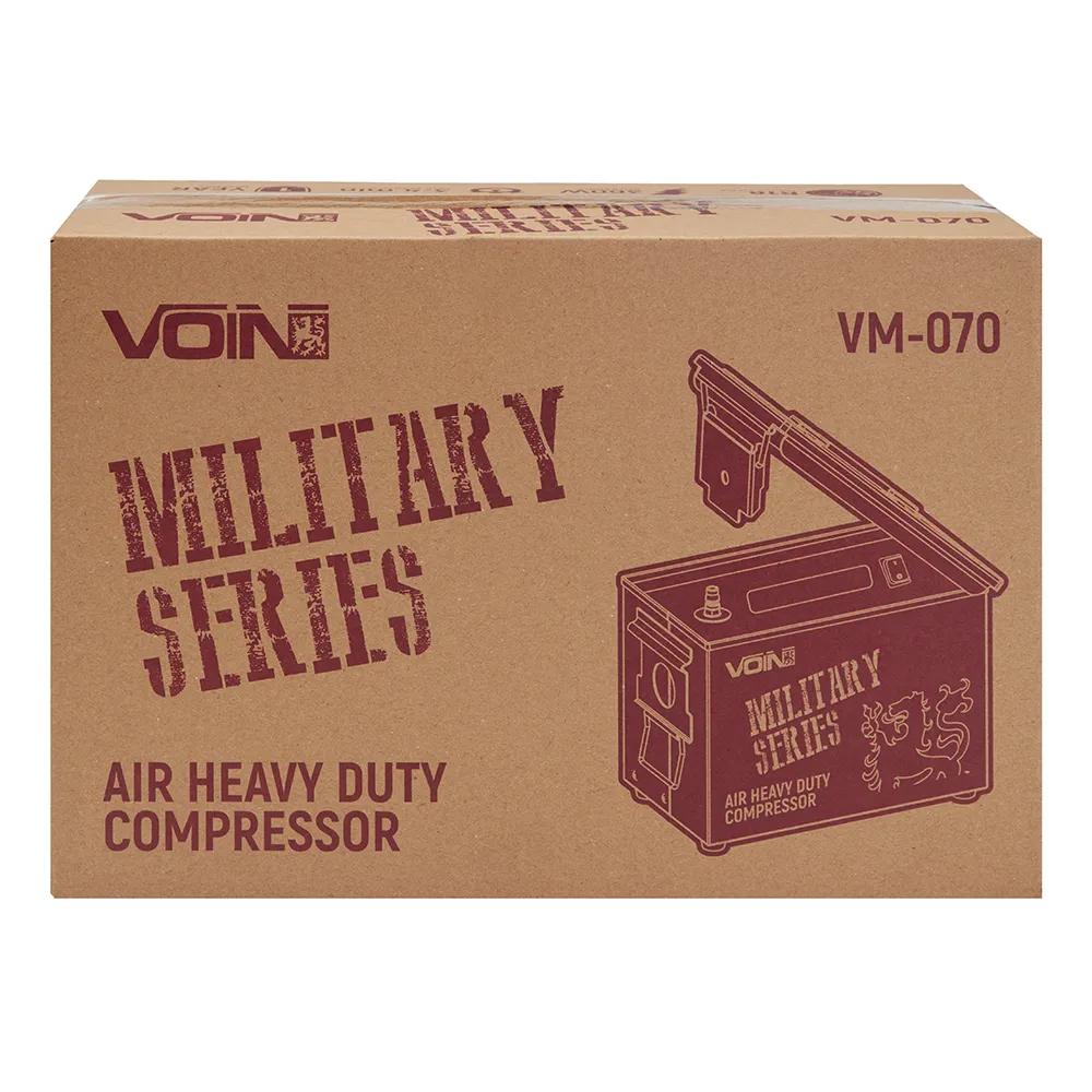 Компресор автомобільний VOIN VM-070 MILITARY SERIES 12В 25А 150 psi 90 л/хв, 2 поршні, манометр з дефлятором, клеми АКБ, арт. VM-070 - 494074