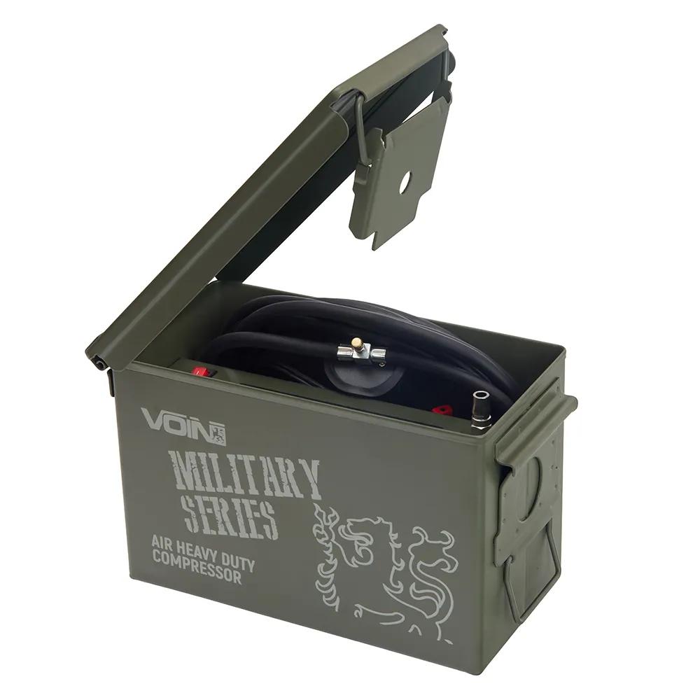 Компресор автомобільний VOIN VM-070 MILITARY SERIES 12В 25А 150 psi 90 л/хв, 2 поршні, манометр з дефлятором, клеми АКБ, арт. VM-070 - 494075