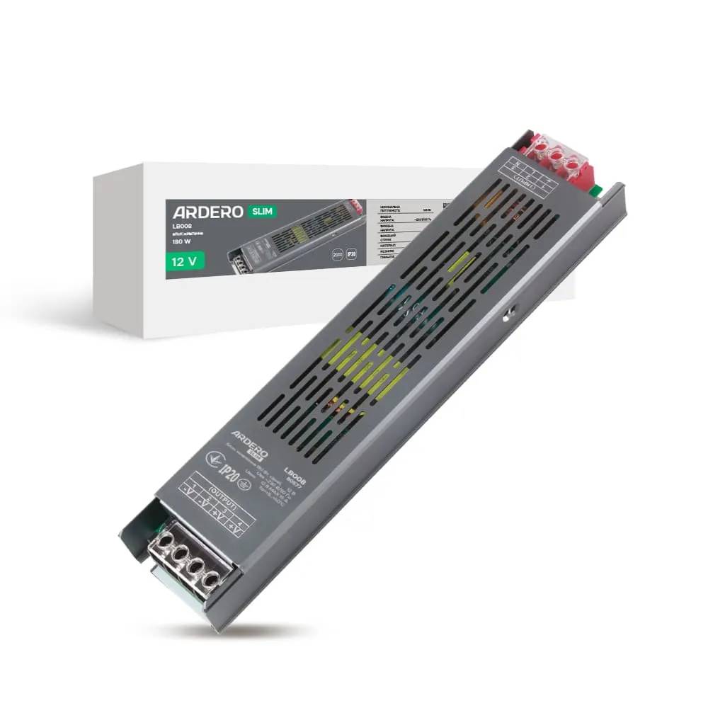 Блок живлення для LED стрічки Ardero LB008 12В 180Вт - 494393