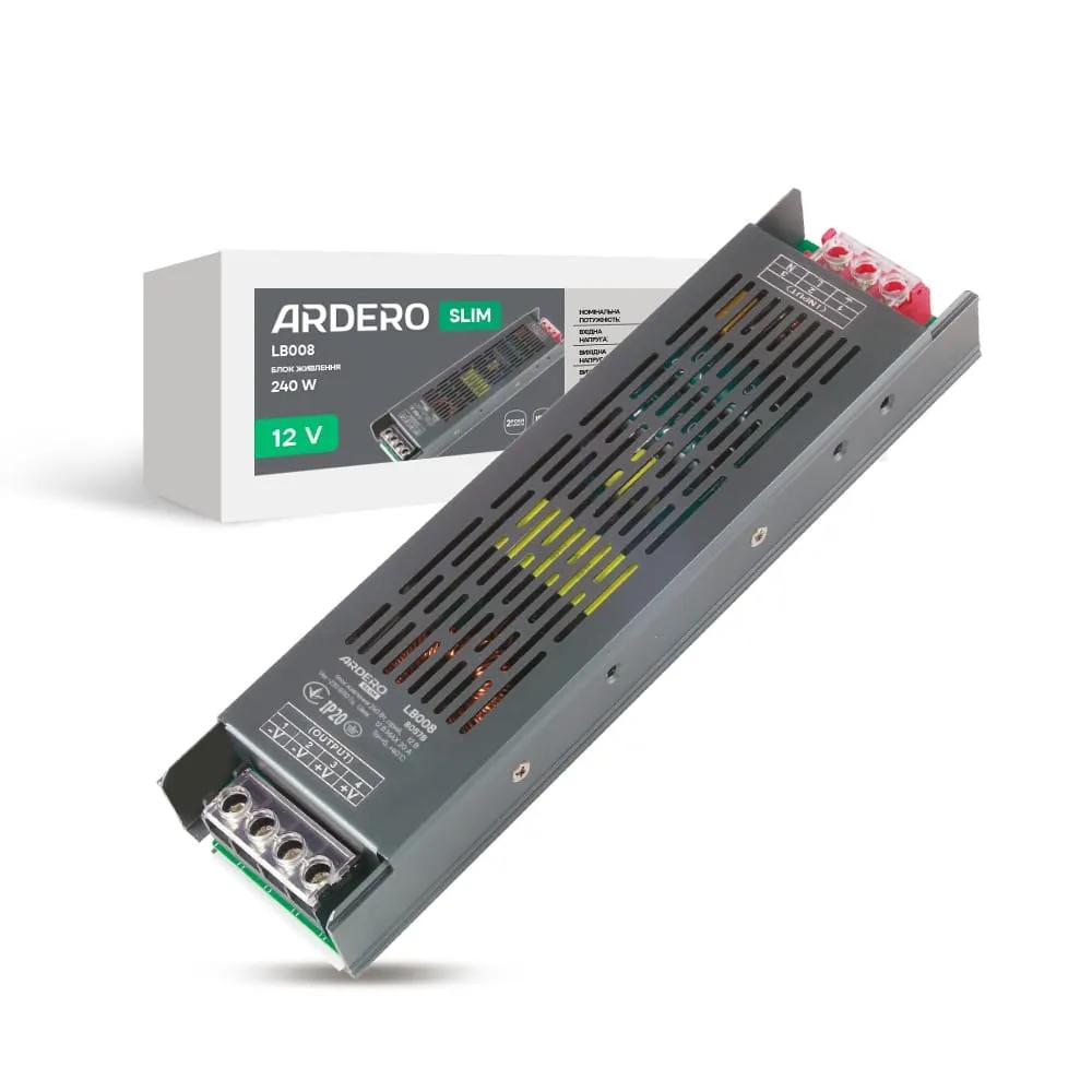 Блок живлення для LED стрічки Ardero LB008 12В 240Вт - 494394