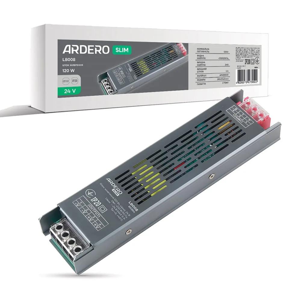 Блок живлення для LED стрічки Ardero LB008 24В 120Вт IP20 (80304) - 494397