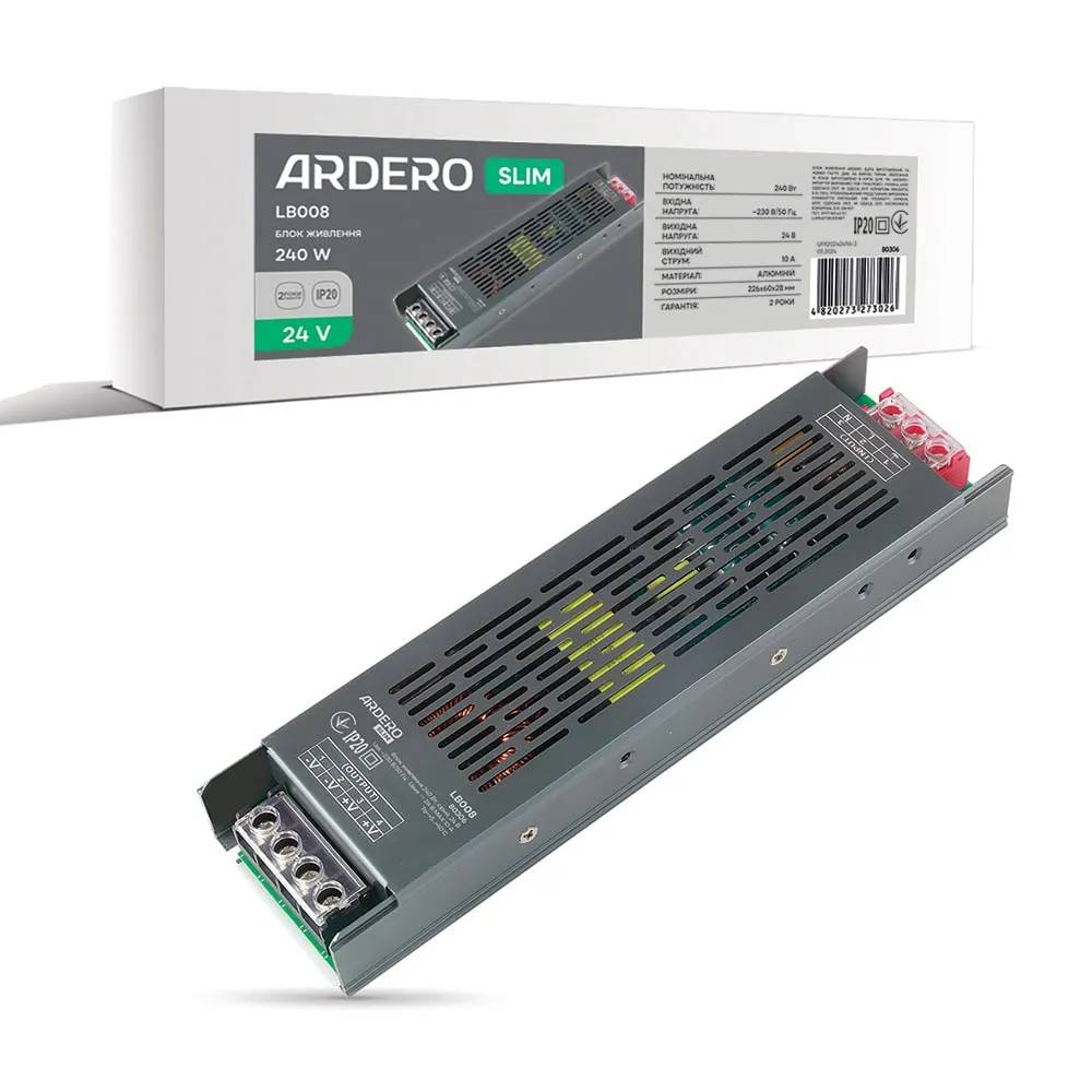 Блок живлення для LED стрічки Ardero LB008 24В 240Вт IP20 (80306) - 494401